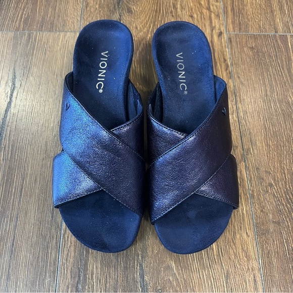 Vionic Kara leather slip on wedge sandal SZ 6.5 - Picture 3 of 6